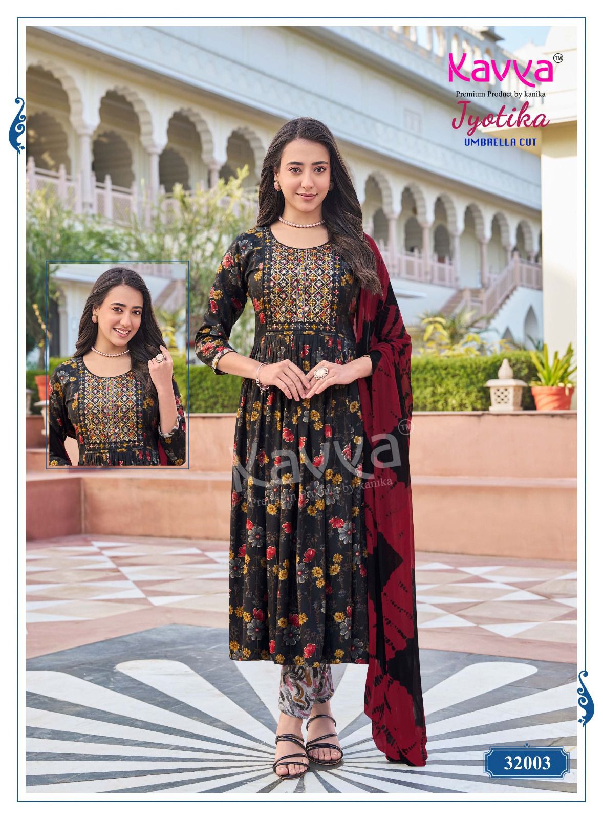 Kaviya Kurti Black Floral